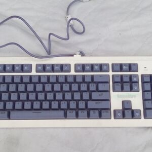 Classic White and Blue Wired Keyboard